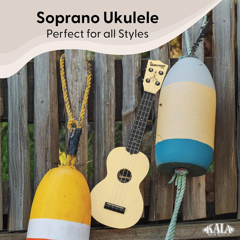 Kala Recycled Soprano Waterman Ukulele Durable, Travel-Ready Instrument - Glow-in-the-Dark Starlight Yellow - Image 1